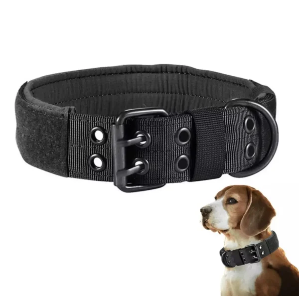 Collier militaire pour chien large en nylon robuste avec rembourrage confortable et anneau en D – Image 4