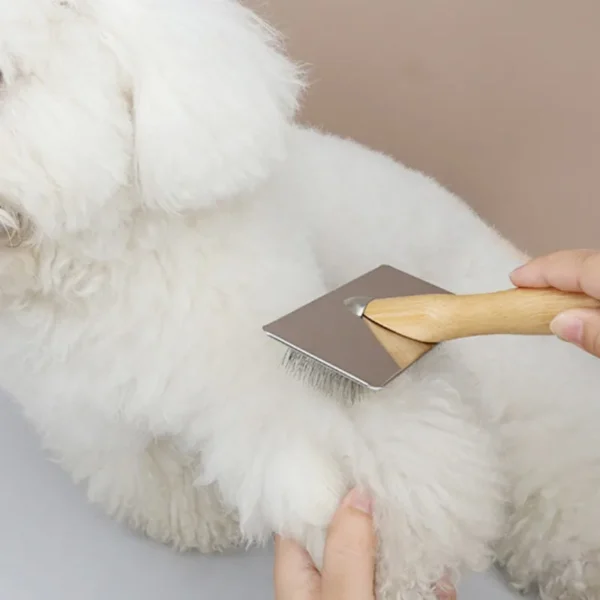 Carde pour sous poils et poils morts - outil de toilettage en bois et métal pour chiens – Image 4