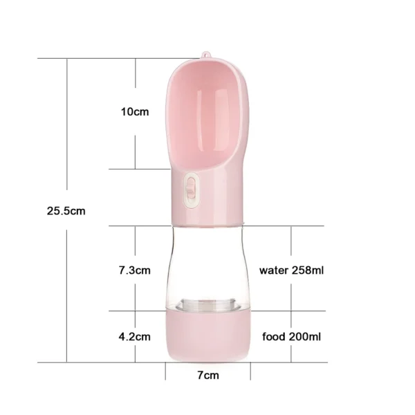 Gourde d'eau avec réserve pour friandises pour chiens - bouteille portable avec réservoir multifonctionnel – Image 9