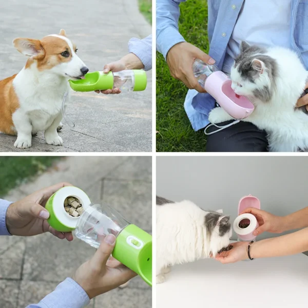 Gourde d'eau avec réserve pour friandises pour chiens - bouteille portable avec réservoir multifonctionnel – Image 4