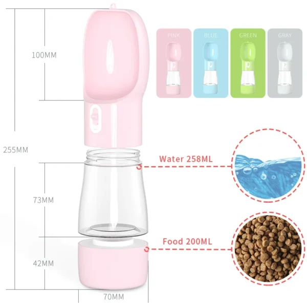 Gourde d'eau avec réserve pour friandises pour chiens - bouteille portable avec réservoir multifonctionnel – Image 2