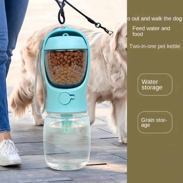 Bouteille d'eau portable pour chien avec réservoir à nourriture : accessoire pratique pour promenades et voyages